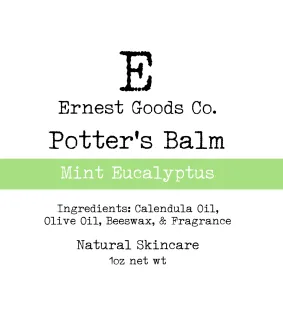 Mint Eucalyptus Potter’s Balm label