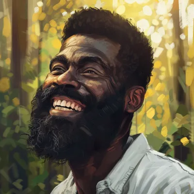 AI image of a black man with a lush beard after using beard oil. 